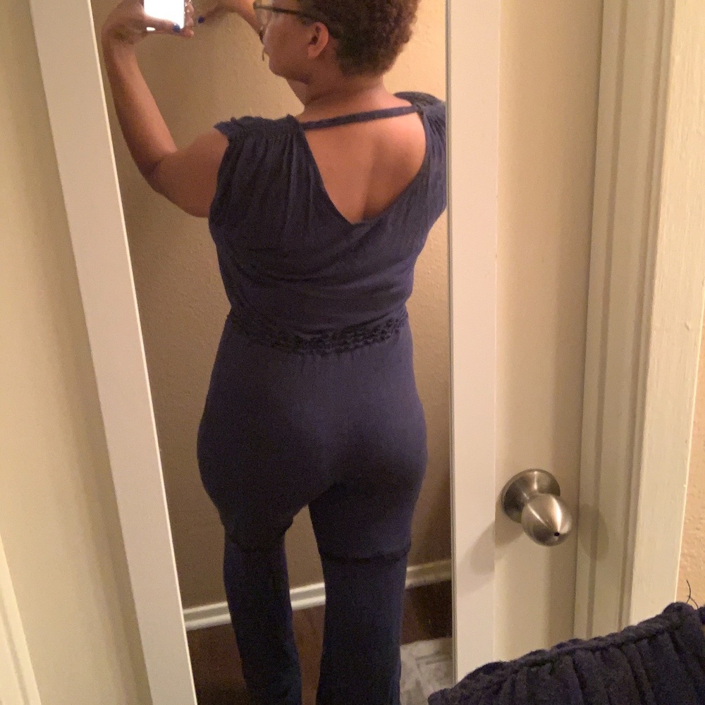 Faux Blue Jean Jump Suit